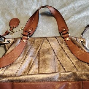 Fossil leather and metallic purse
